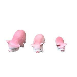 Vintage Pink & White Miniature Pigs Japan Bone China Farmhouse Decor